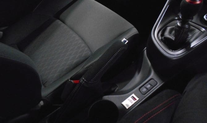 Toyota Yaris GRMN GR Parking Brake Lever (Ultra suede leather + Silver stitch) for Toyota GR YARIS
