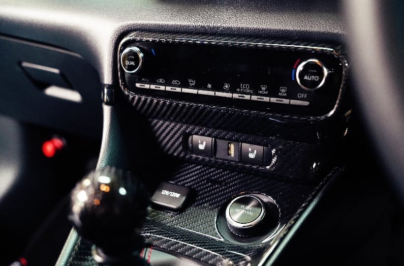 TOM'S Dry Carbon Air Conditioner Switch Cover for GR Yaris