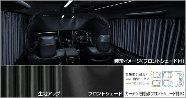 Toyota Genuine Blackout Type Indoor Curtains Full Set for Toyota Alphard 2023~