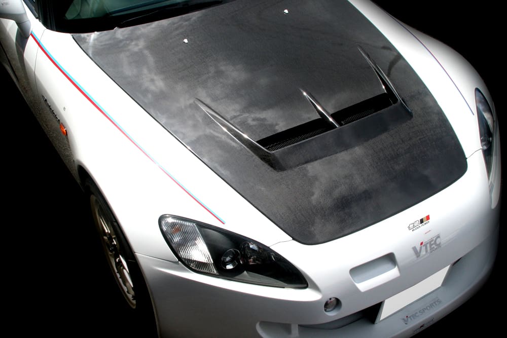 M&M Honda Plain Weave Carbon Bonnet with Carbon Duct for Honda S2000