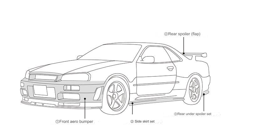 NISMO Side Skirts for BNR34 Skyline GT-R 76410-RSR45