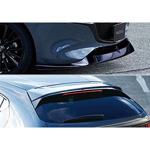 MAZDA GENUINE FRONT UNDERSKIRT + REAR ROOF SPOILER SET FOR MAZDA3 SEDAN
